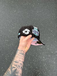 Image 3 of PINK BRIM BLACK CORDUROY PHILADELPHIA PHILLIES CUSTOM FITTED CAP