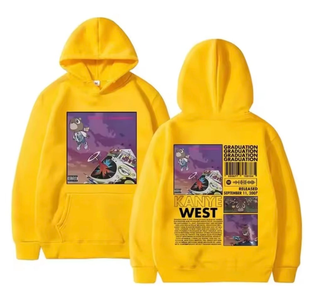 Image of Kanye west Yellow graduation album hoodie