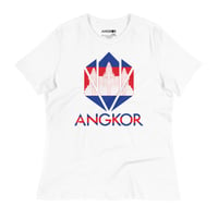 Cambodia Flag Logo Women's Relaxed Tee - White 