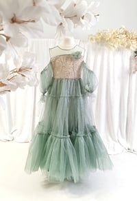 Image 1 of Tulle princess dress for photoshoots | Elvina | size 110 - sage | photo props