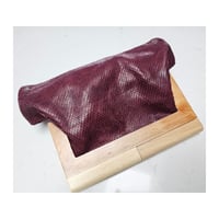 Image 5 of Maroon Snake Leather & Timber Clutch 