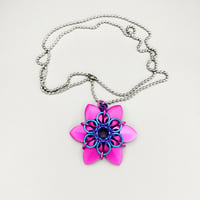 Image 2 of Pink Dahlia Flower Pendant 
