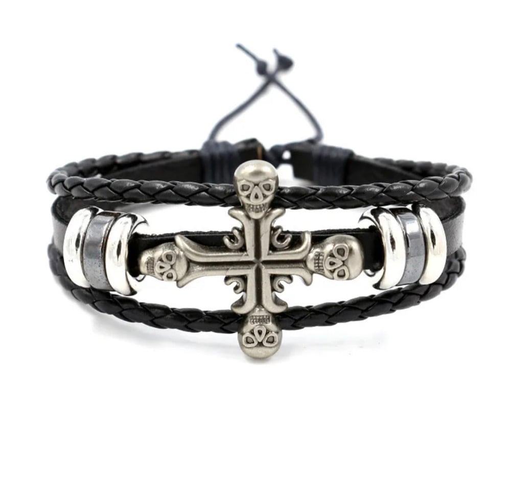 Image of Retro Geometric Pu Leather Men's Bracelets