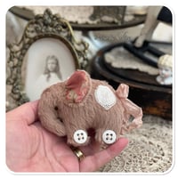 Image 15 of Handmade victorian plum flat elephant with "button wheels"