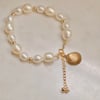 Freshwater Pearl Bracelet with Gold Filled Beads and Gold Plated Sterling Scallop Charm