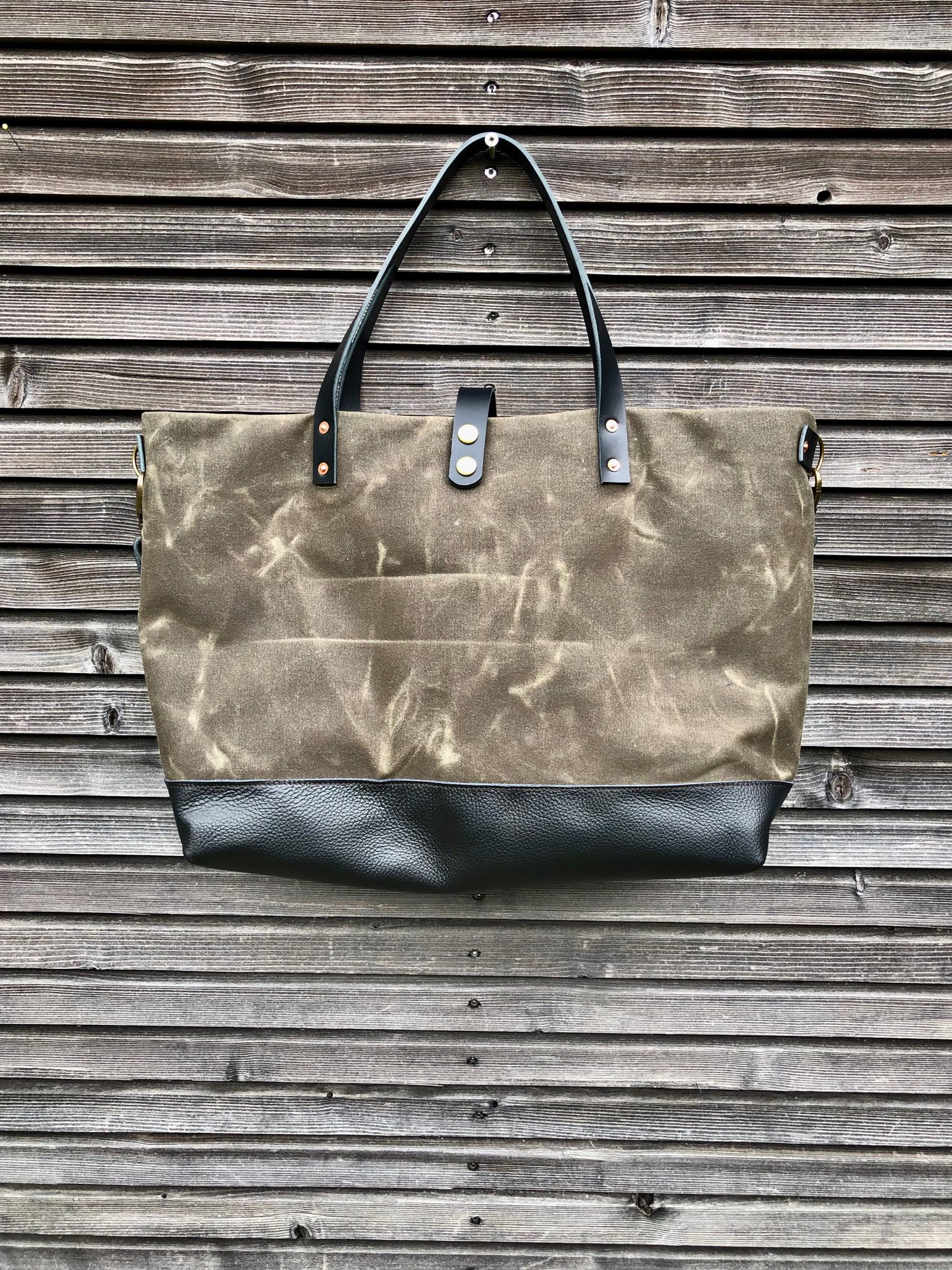 Image of XL carry all in field tan waxed canvas with leather base