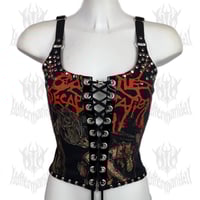 Image 1 of Cattle Decapitation "Flesh Puddler” Lace-Up Top (SIZE XS/S)