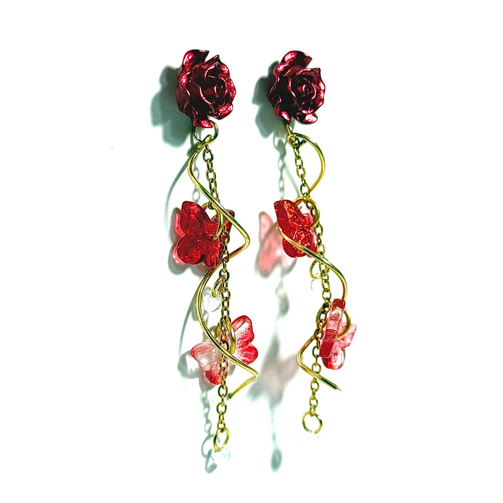 Image of Red Rose Earrings