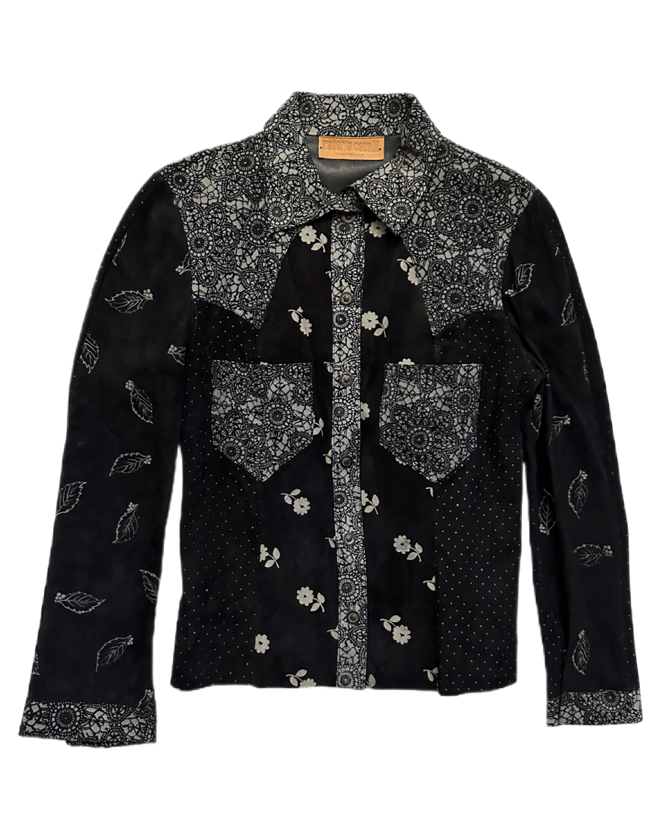 70s Roberto Cavalli leather suede snap jacket/ shirt 