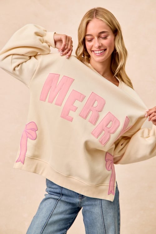 Image of Pink Merry Pink Bow Sweater