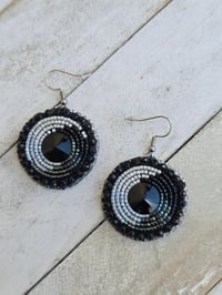 Image 1 of Black and Gray S crystal earrings 