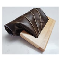 Image 4 of Chocolate Leather & Timber Clutch 