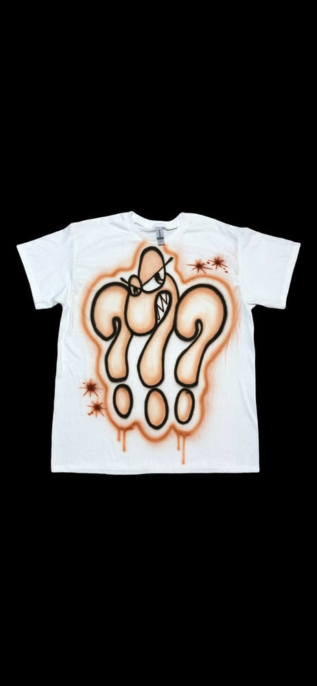 Image of AIRBRUSH TEE SIZE LARGE ORANGE/BRWN