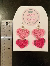 Image 2 of Crochet double heart earrings