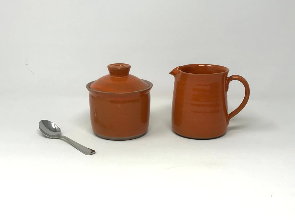 Image of Jug and Sugar/honey set Orange Glaze