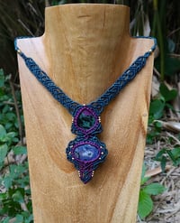 Image 4 of Purple Moss Agate + Ruby in Fuschite Statement Choker
