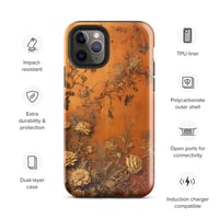 Image 4 of Baroque Goth Inspired Gold and Orange Textured Floral Look Tough Case for iPhone®