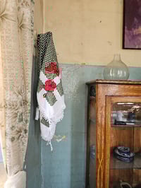 Image 1 of Olive Nabulsi Keffiyeh - hand stitched embroidery