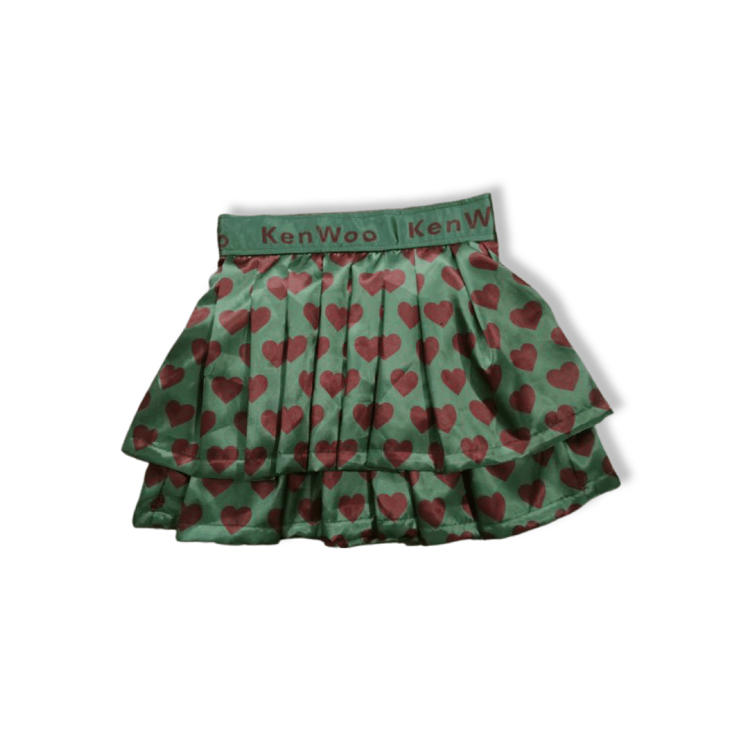 Double Pleated Logo Skirts "Green"