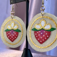 Image 3 of Medium Round Strawberry Earrings