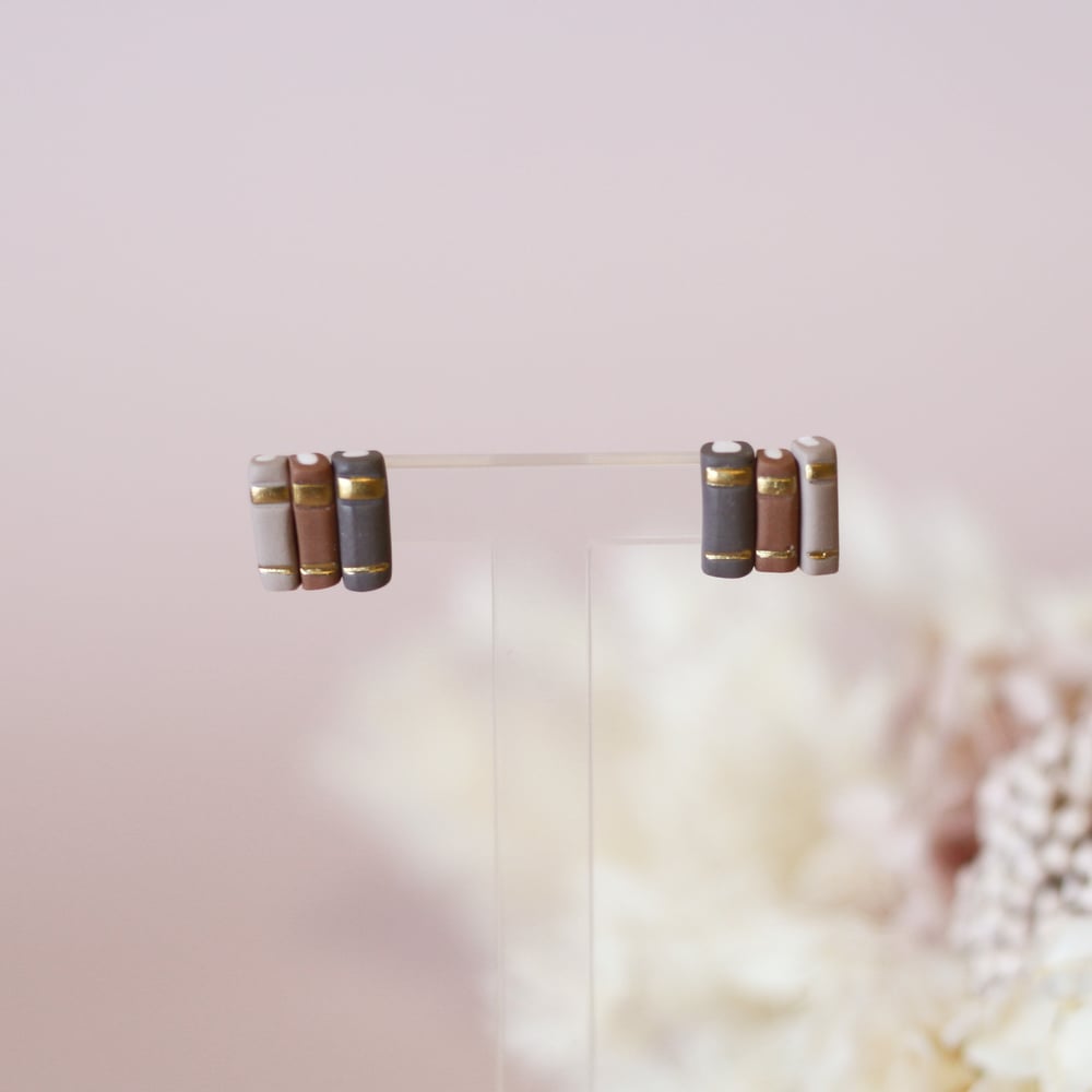 Image of Book Studs - Grey And Brown 