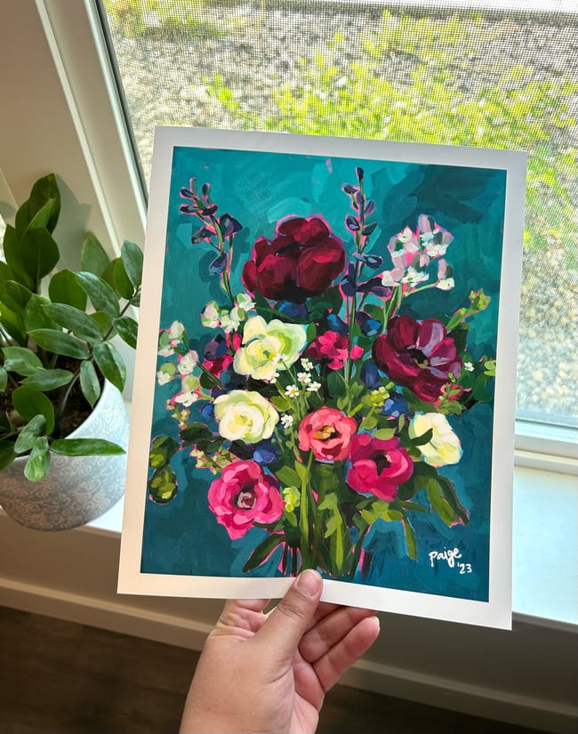 Midnight Floral Print, 9x11”