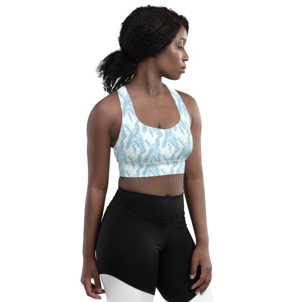 Image of Willow leafs blue blue Longline sports bra