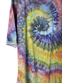 Image 10 of 3XL Adult Combed Cotton Tee in Earthy Bright Spiral Ice Dye