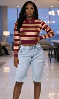 Image 1 of Crop Stripe Shirt