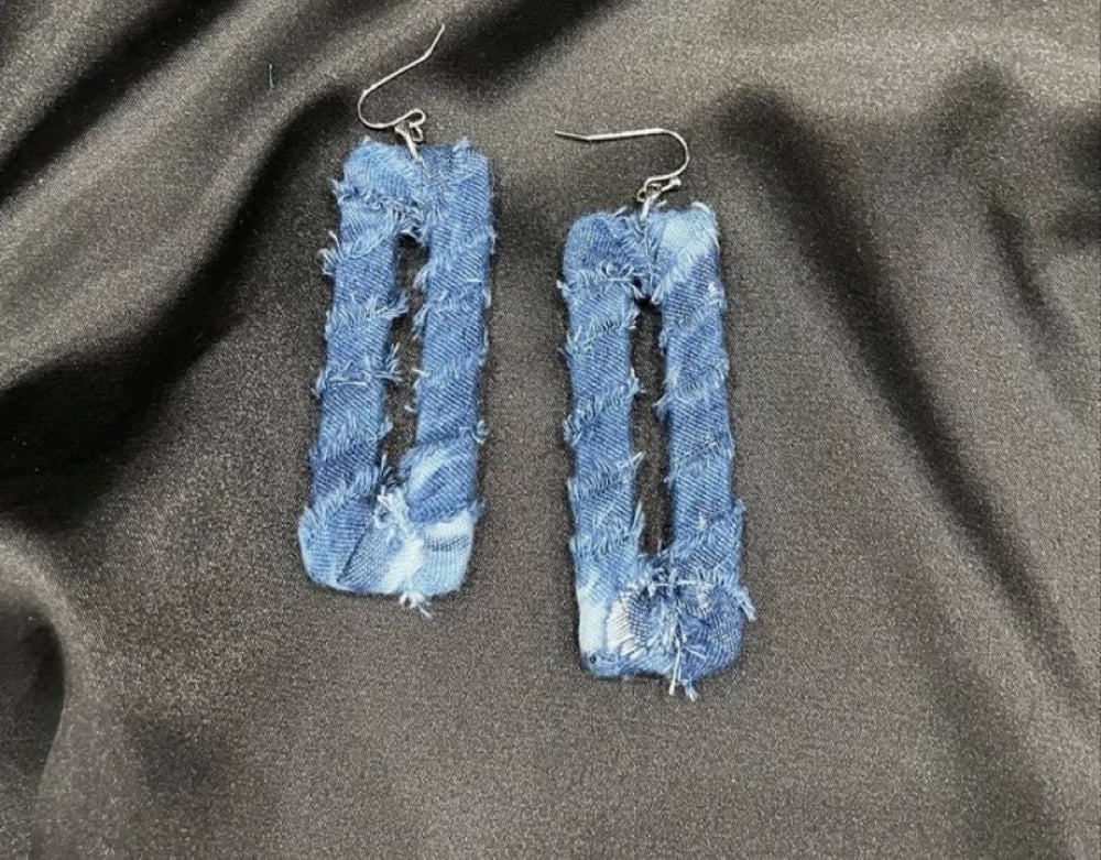Image of “Blue Jean Square Earrings”