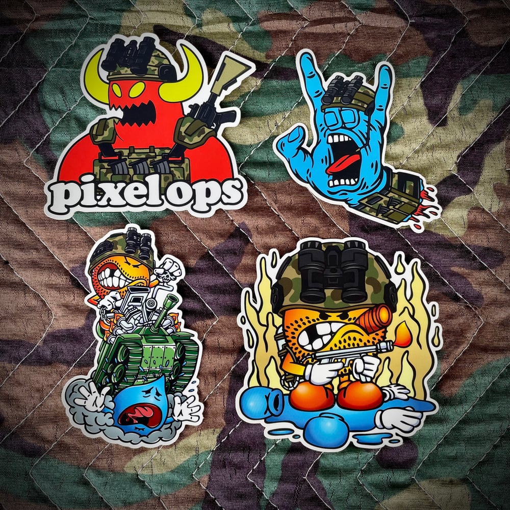 Pixel Ops Flamethrower Sticker