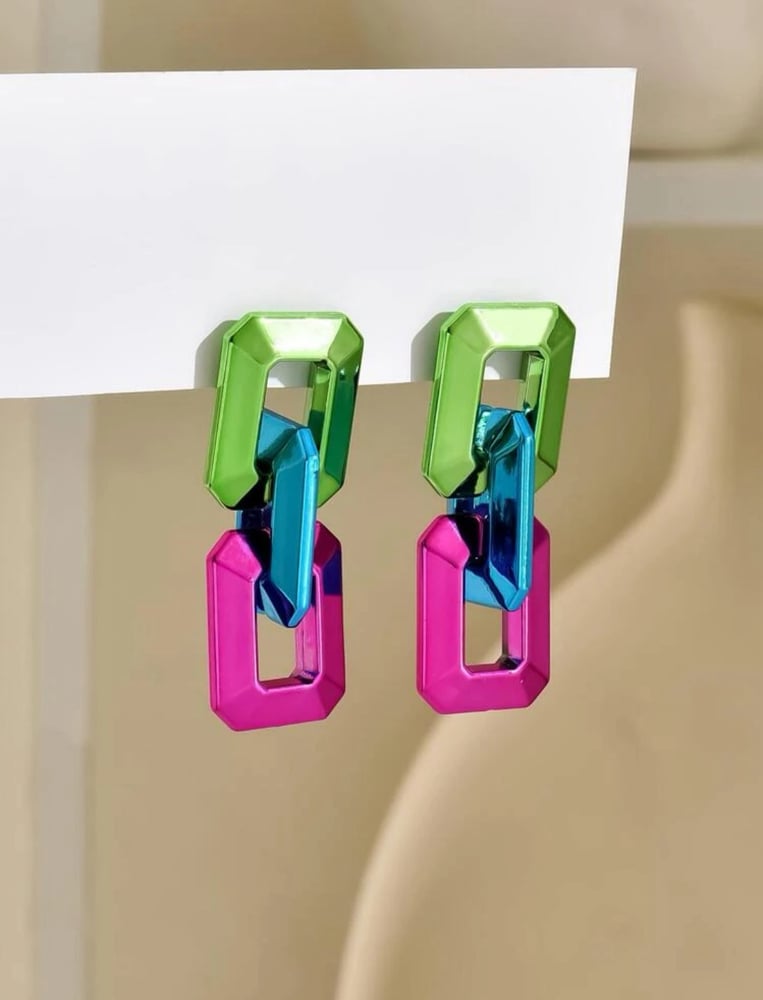 Image of “Muli Color Chain Earrings”