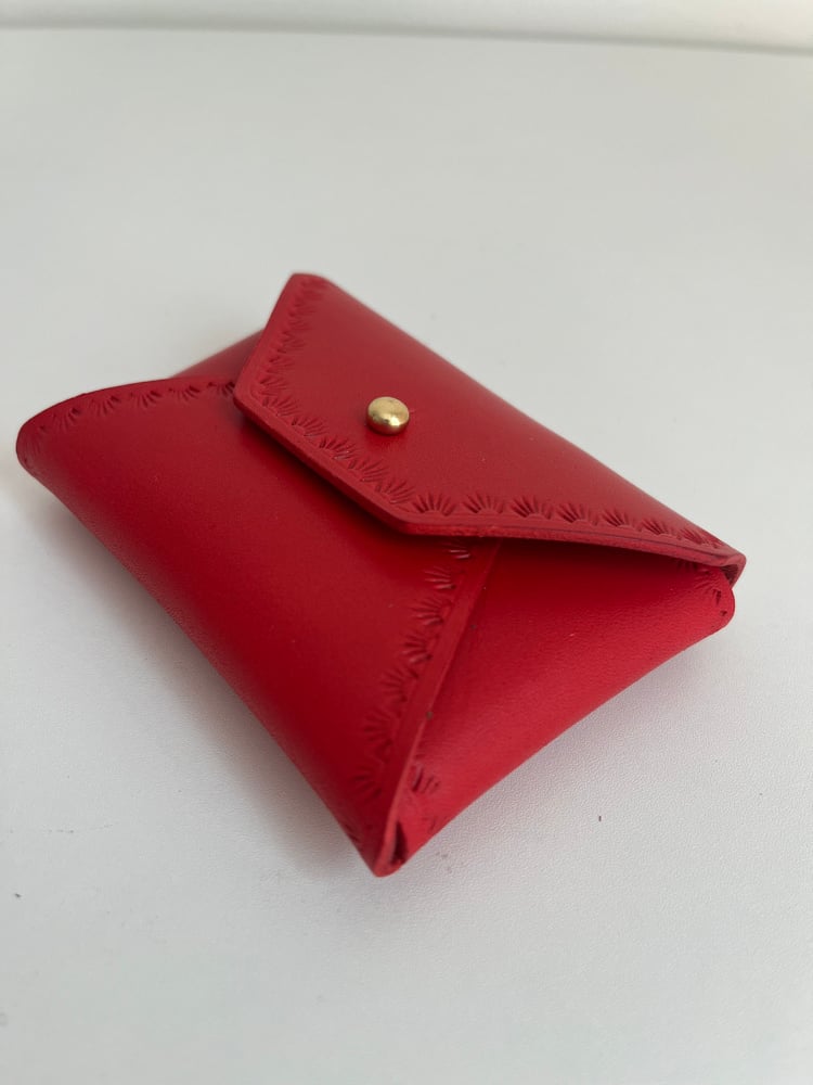 Image of Red Vachetta "No-Stitch" Card Wallet