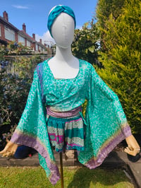 Image 8 of Kimono and cami top Set-jade and 💜 purple