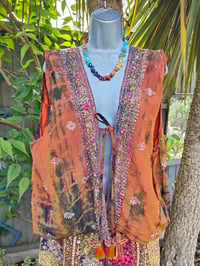 Image 2 of Mykonos sari jewel oversized waistcoat / top 10-18 oranges