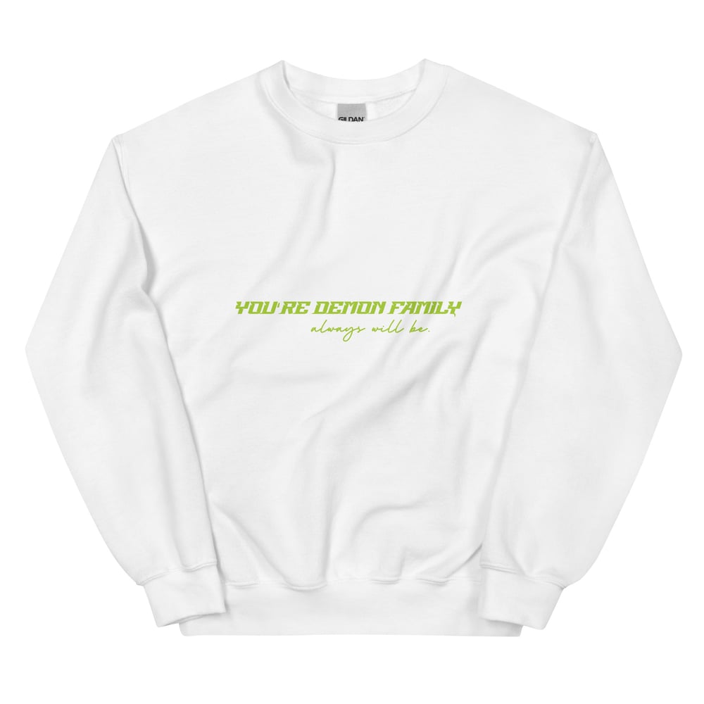 Image of Officially licensed demon family green with back design Unisex Sweatshirt