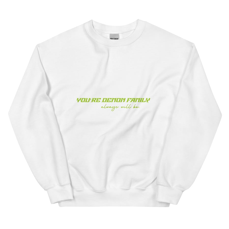 Image of Officially licensed demon family green with back design Unisex Sweatshirt