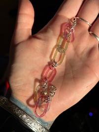 Image 2 of Watermelon Glass Chain (Telemagenta + Green Opal)