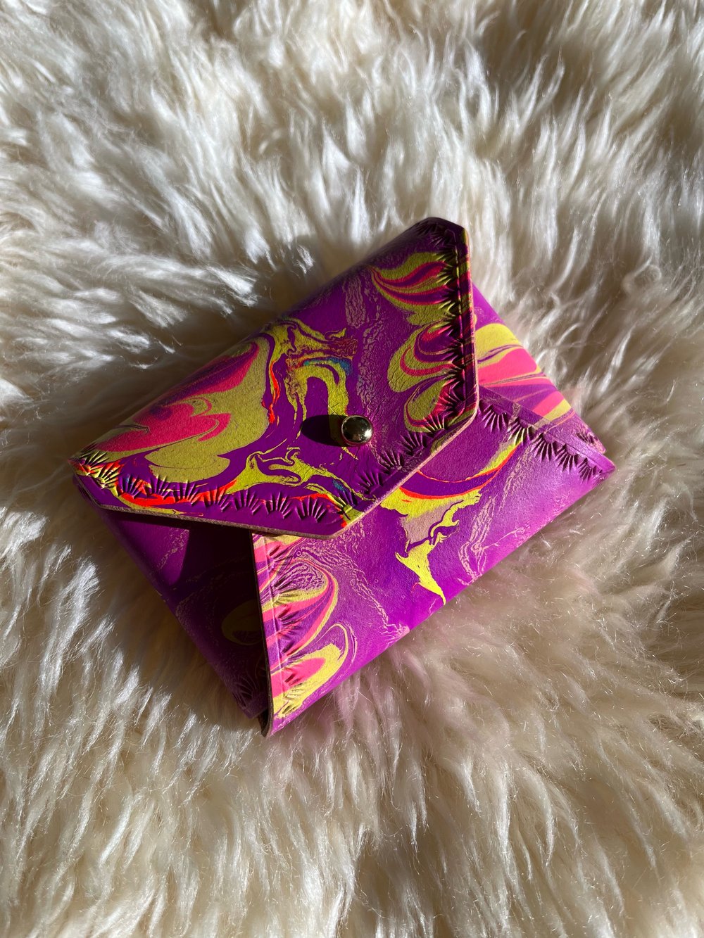 Image of Neon Purple/Yellow “No Stitch” Card Wallet