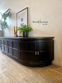 Image 3 of Long Curved Nathan Sideboard in Black with gold handles