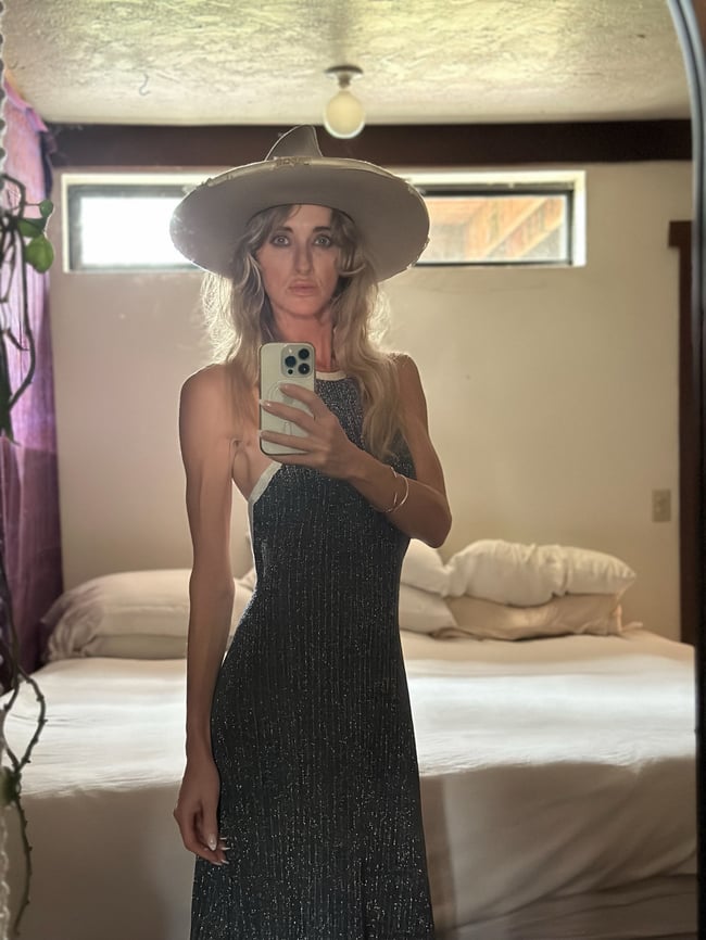 1970s lurex low back sparkle halter maxi dress