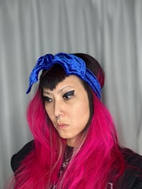 Image 4 of Royal Blue Velvet Bat Wing Scrunchie ready to ship