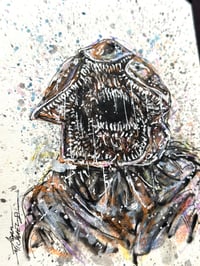 Image 2 of Demogorgon (Half Mouth) 5x8 Original Color Pencil, Ink And Watercolor Plus Dice and Dice Bag