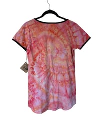 Image 6 of ♻️ UPCYCLED XXS Lularoe Ringer Tee in Peachy Spiral Ice Dye