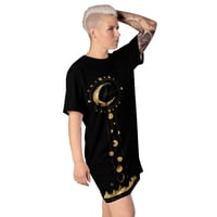 Image 1 of Celestial Inspired Black and Gold Geometry Landscape T-shirt dress