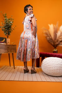 Image 2 of Mock Neck Multi Print Midi Dress w/Pockets 