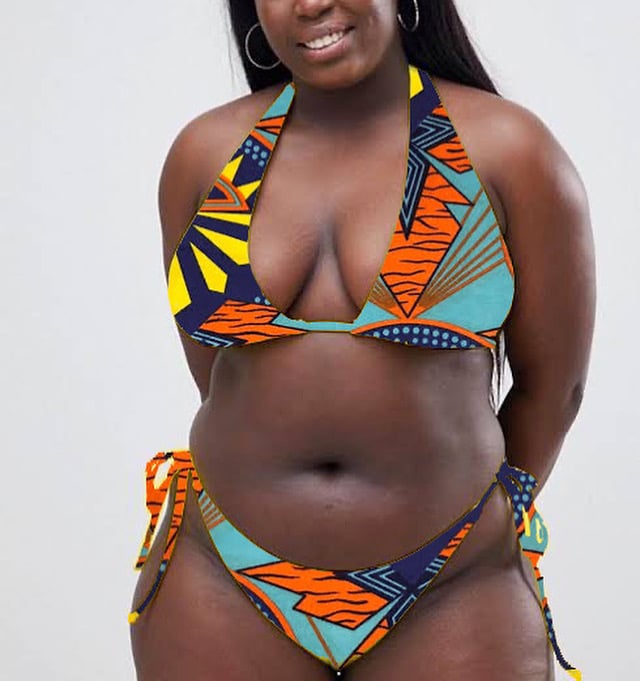 African Print Bikini Set -Swimwear(full strap)  The Azizi brand -  Wholesale African clothing and Dashikis