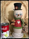 Folk art gingerbread snowman Christmas doll Mr. Sed