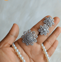 Image 3 of Binu_American Diamond Pearl Set with Adjustable Ring 