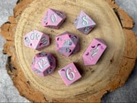 Image 8 of Faery Moon Handmade Jesmonite Dice Set | Pastel Pink and Mint Dice 